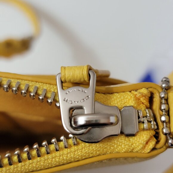 COACH Butter Yellow Pebbled Leather Crossbody File Bag - Picture 6 of 8